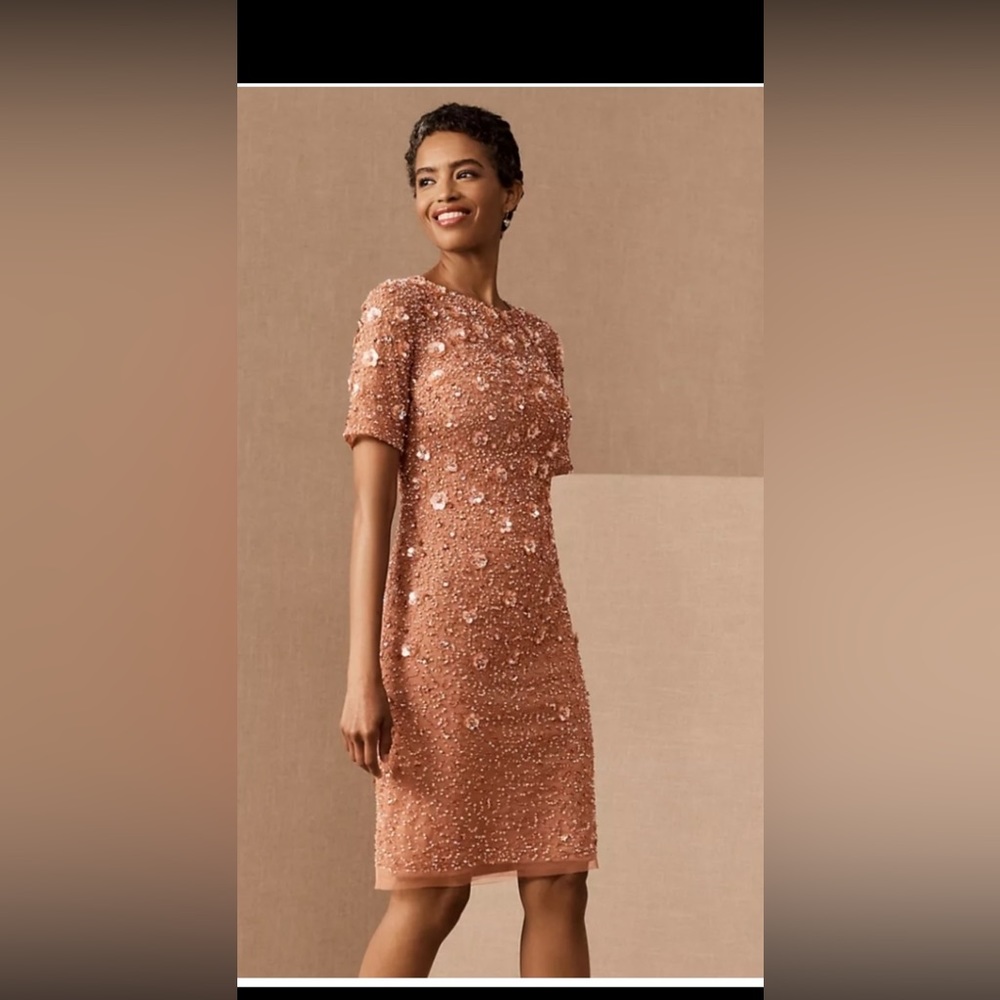 Anthropologie BHLDN Adrianna Papell
Petaluma Sequin Dress Size 10 Color- Sedona